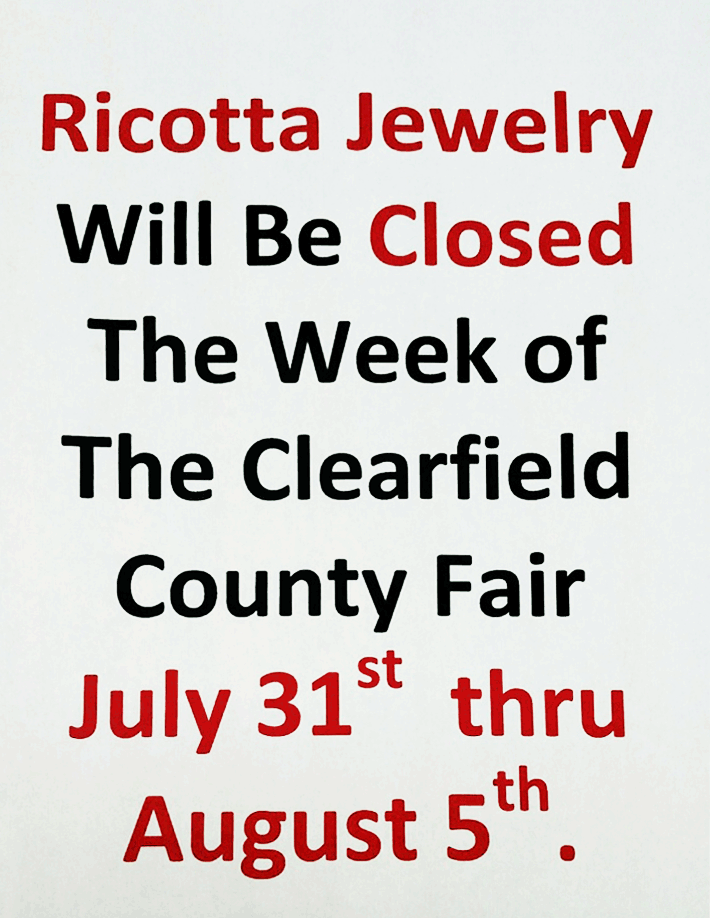Closed during Clearfield County Fair Week
